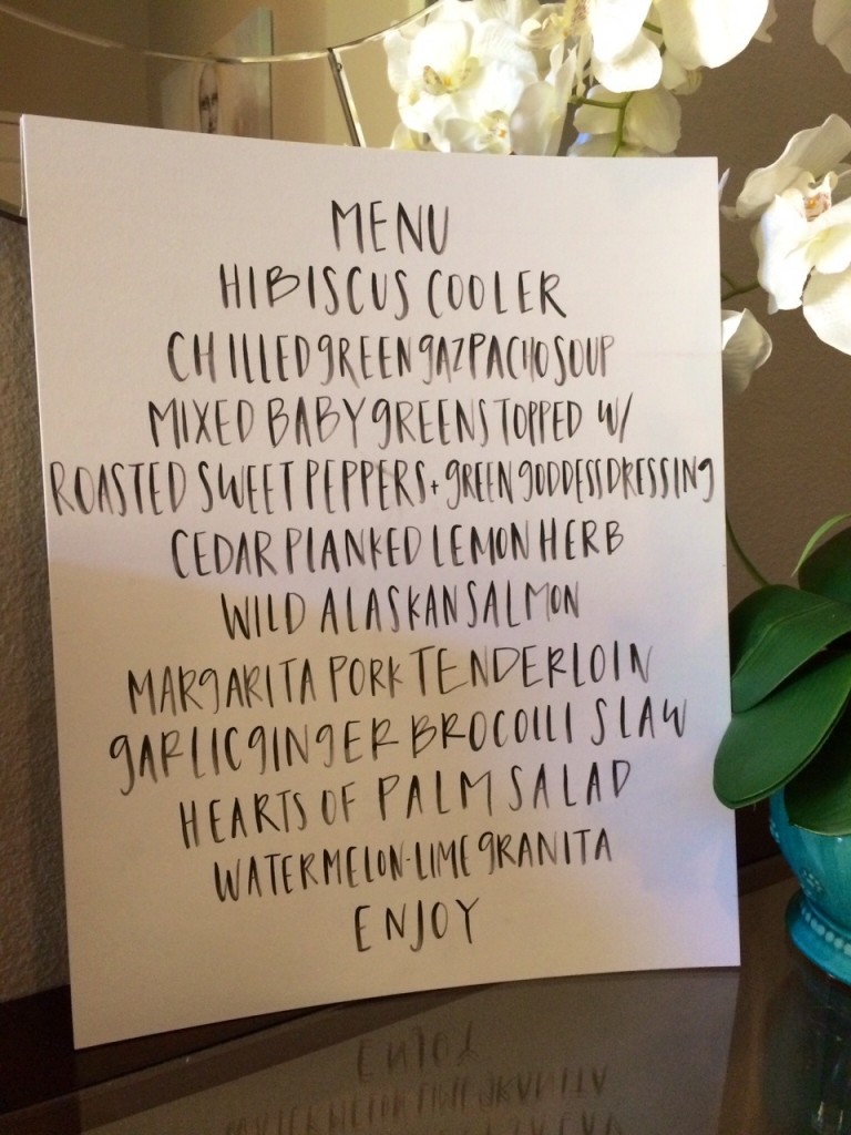 #campmixalot Dinner Menu ~ calligraphy by Lauren of A Fabulous Fete